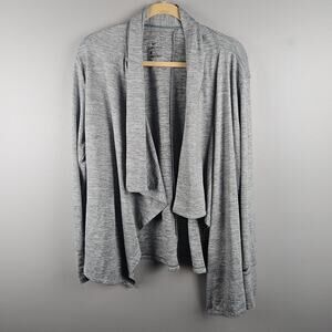 Nike Dri Fit Open Front Cardigan Training Top Heathered Green Gray Womens Sz Lg